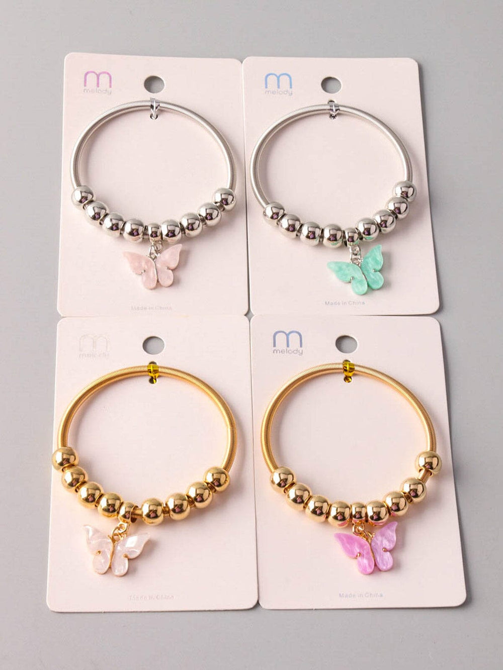 FASHION ASSORTED COLORS BUTTERFLY BRACELET