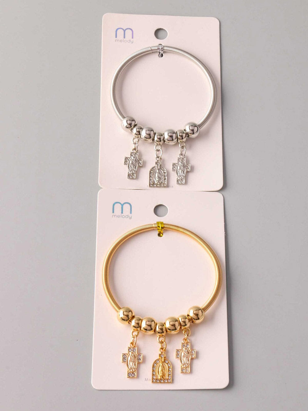 WOMEN'S FASHION GOLD & SILVER RELIGIOUS PENDANTS BRACELET