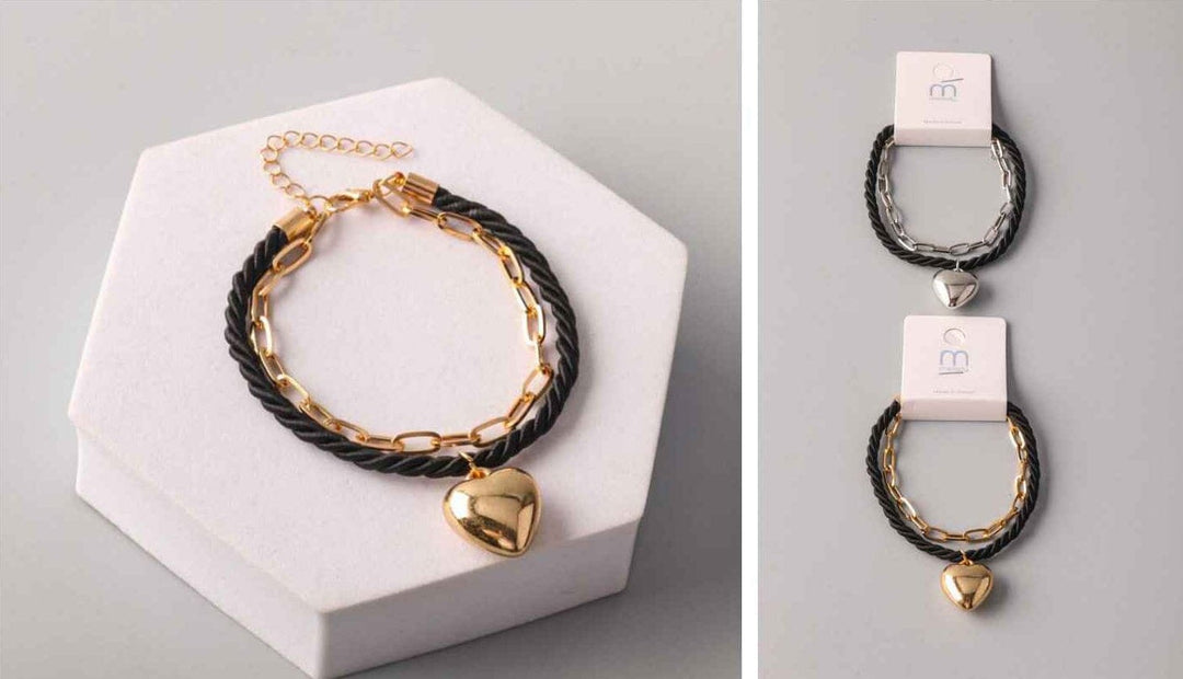 FASHION ASSORTED COLORS HEART PENDANT BRACELET