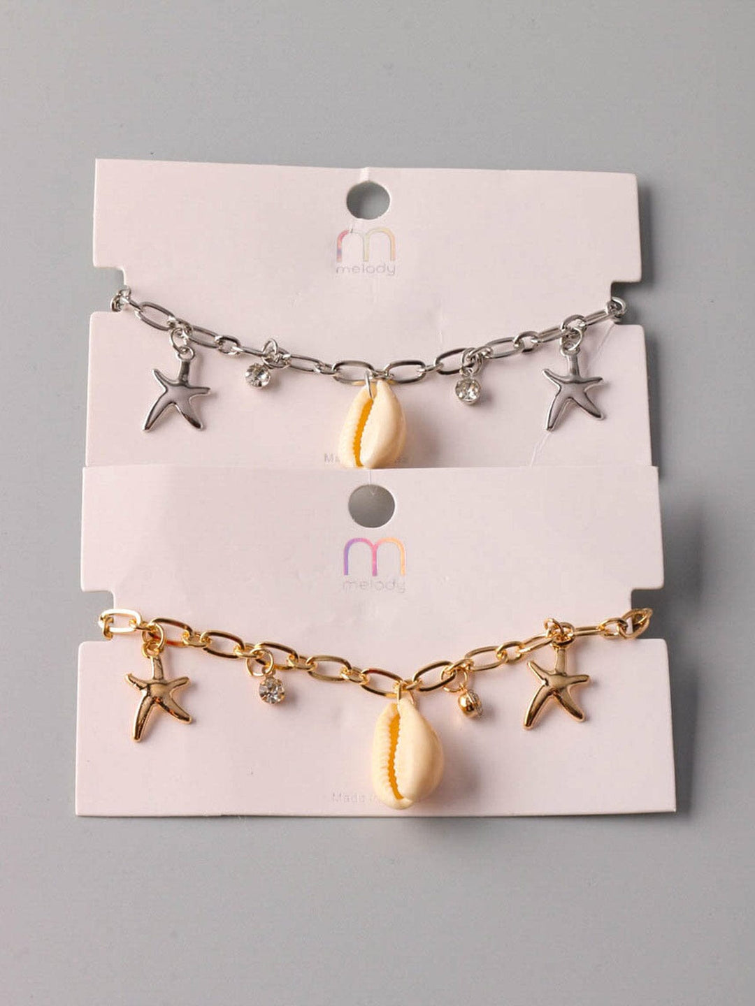 WOMEN'S FASHION GOLD & SILVER MULTI PENDANTS BRACELET