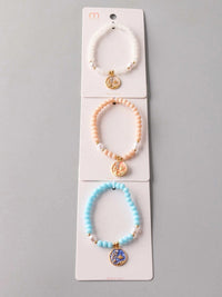 FASHION ASSORTED COLORS PENDANT PEARL SEA BRACELET