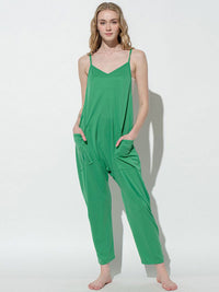 WOMEN'S SLEEVELESS FRONT POCKETS V-NECK JUMPSUIT