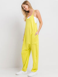 WOMEN'S SLEEVELESS FRONT POCKETS V-NECK JUMPSUIT