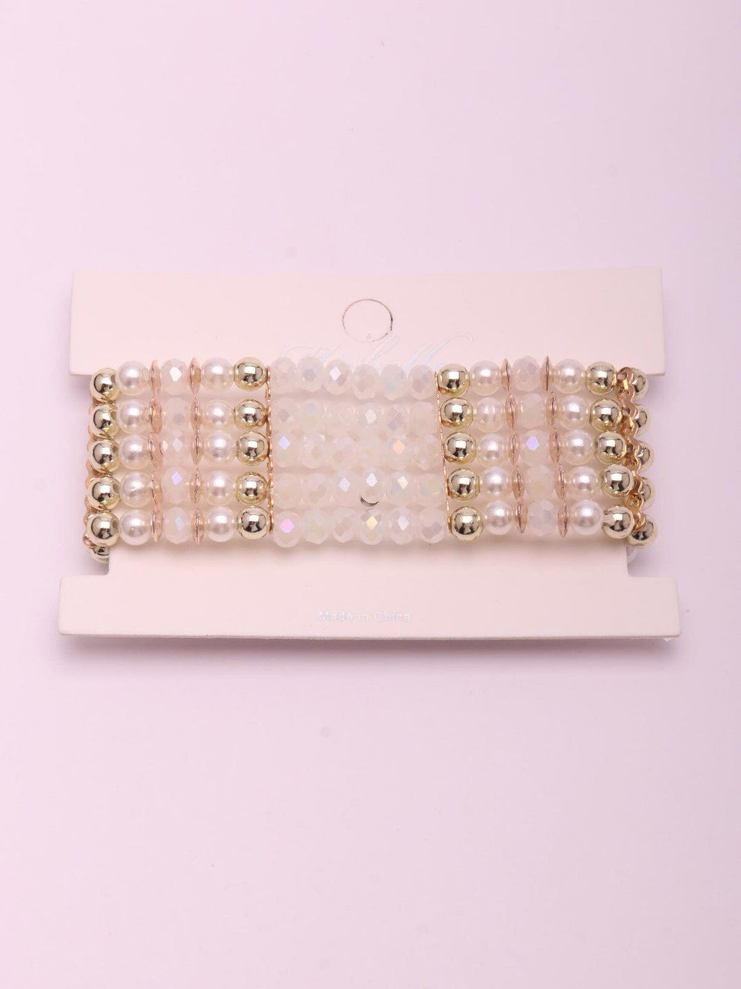 WOMEN'S PEARL GOLD & WHITE MULTI BRACELET