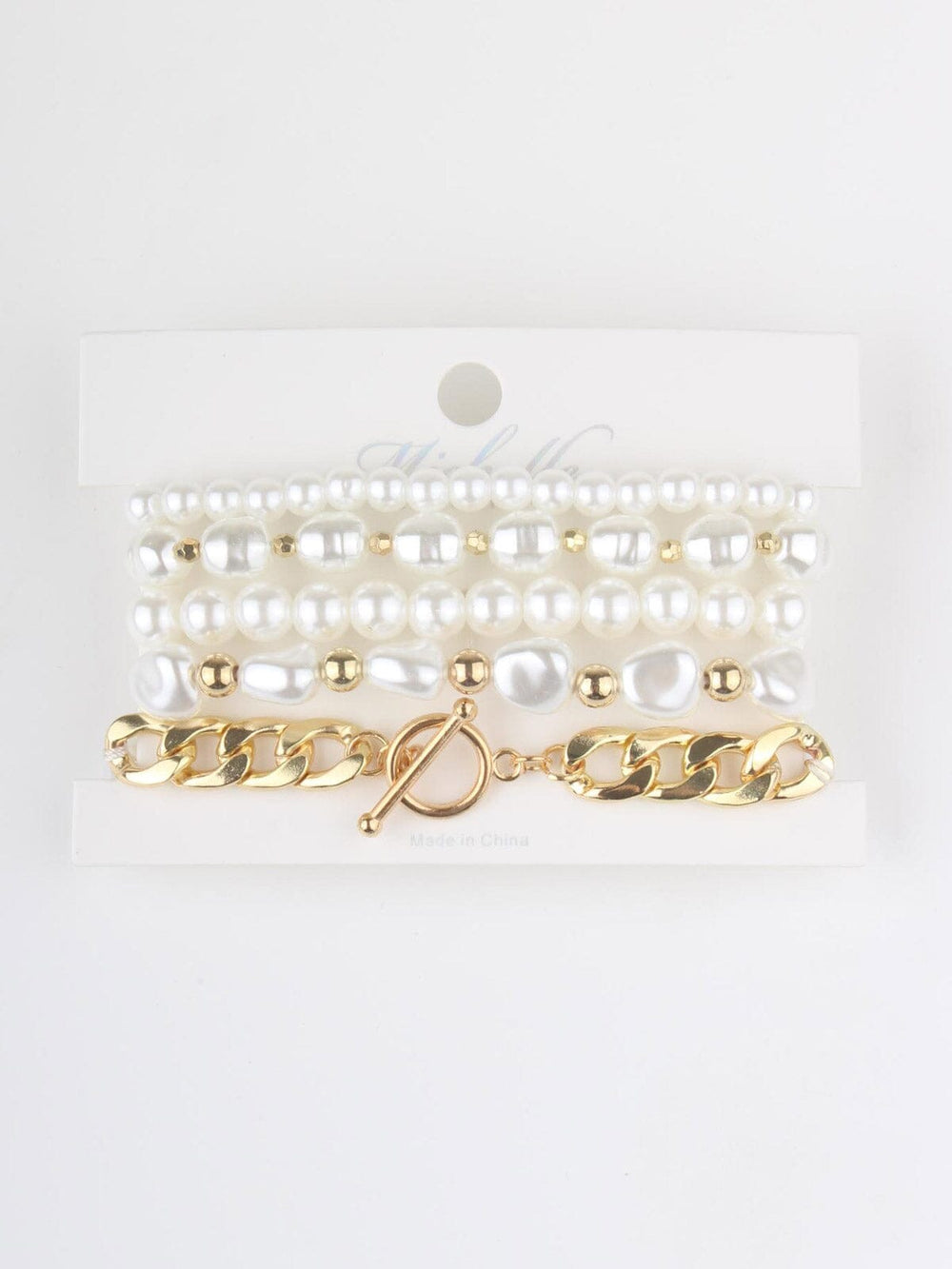 WOMEN'S PEARL GOLD & WHITE MULTI BRACELET