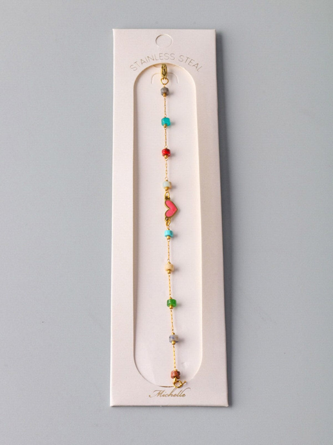 WOMEN'S ASSORTED COLORS BEADS STAINLESS STEEL BRACELET