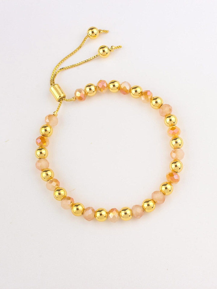 FASHION STAINLESS STEEL GOLD & NATURAL PEARL BRACELET