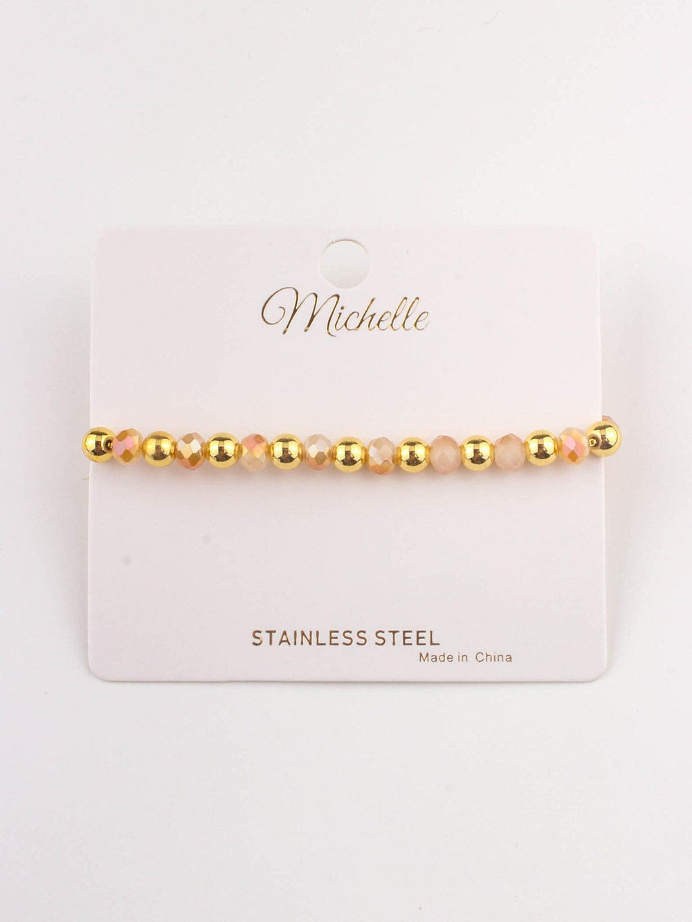 FASHION STAINLESS STEEL GOLD & NATURAL PEARL BRACELET