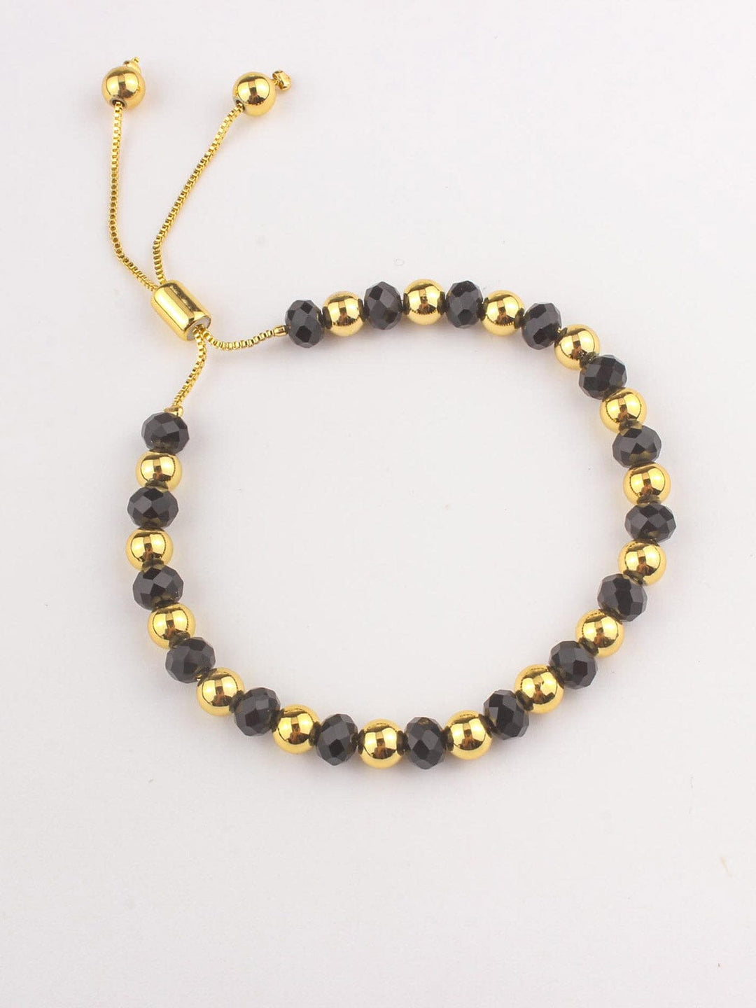 FASHION STAINLESS STEEL BLACK & GOLD PEARL BRACELET