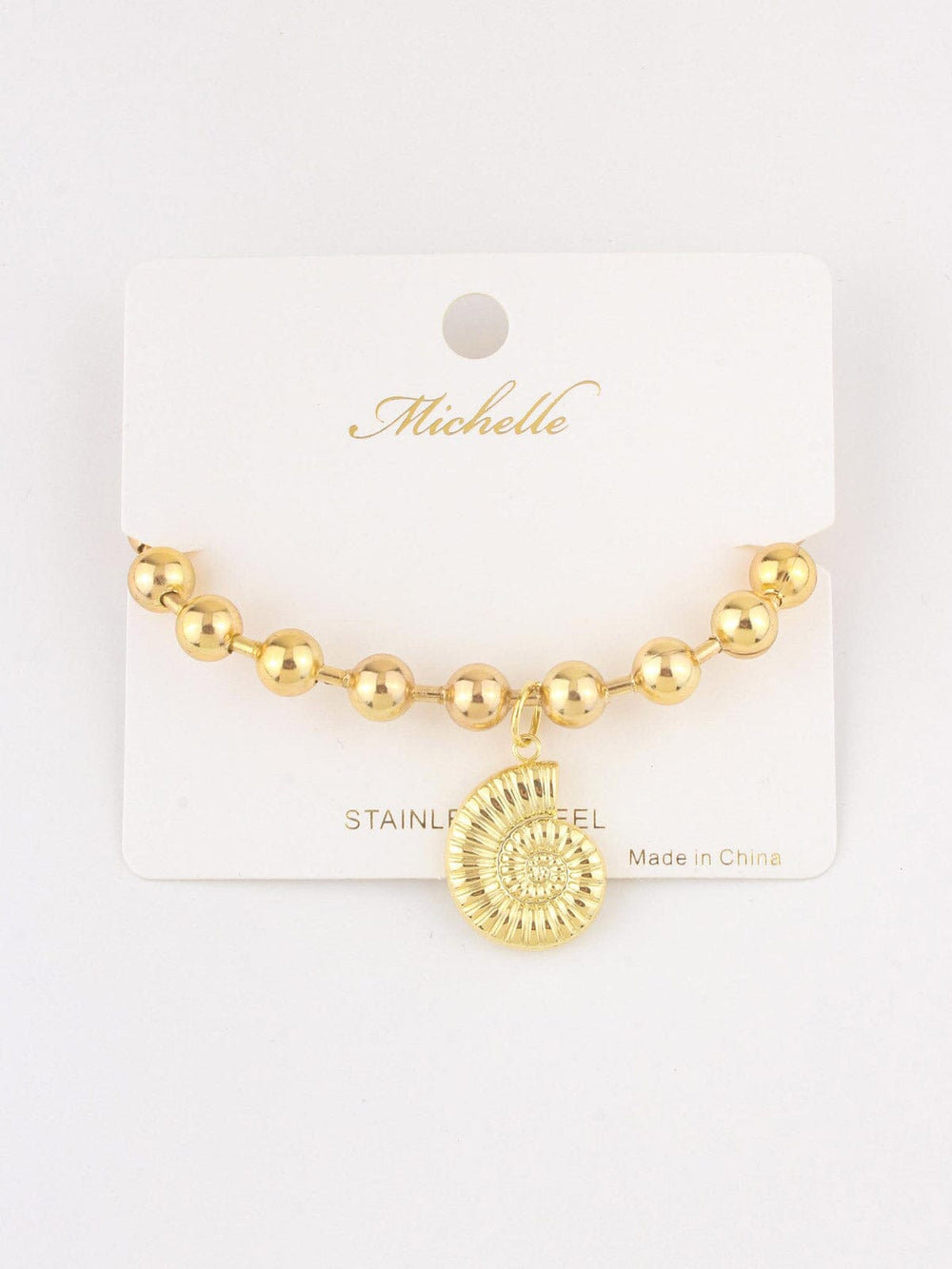 FASHION STAINLESS STEEL PENDANT PEARL BRACELET