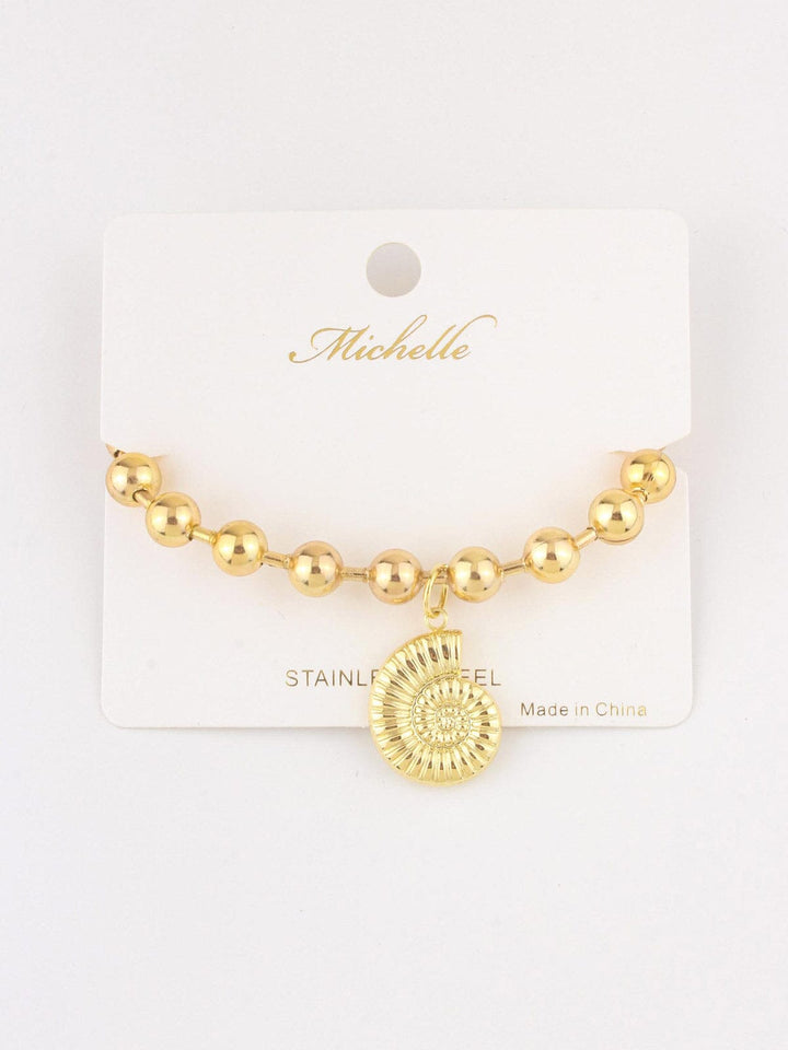 FASHION STAINLESS STEEL PENDANT PEARL BRACELET