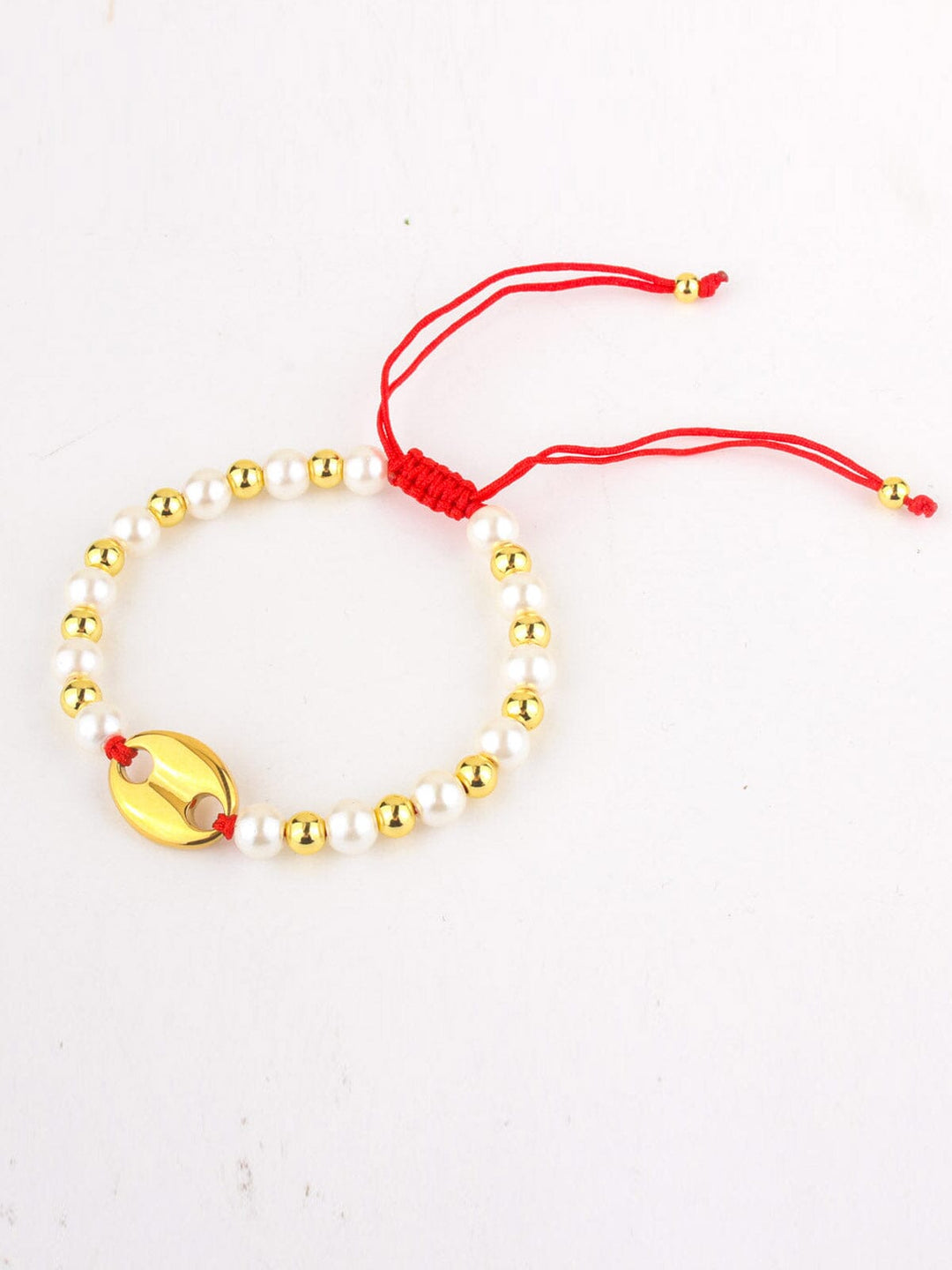 FASHION STAINLESS STEEL COLORBLOCK PEARL BRACELET