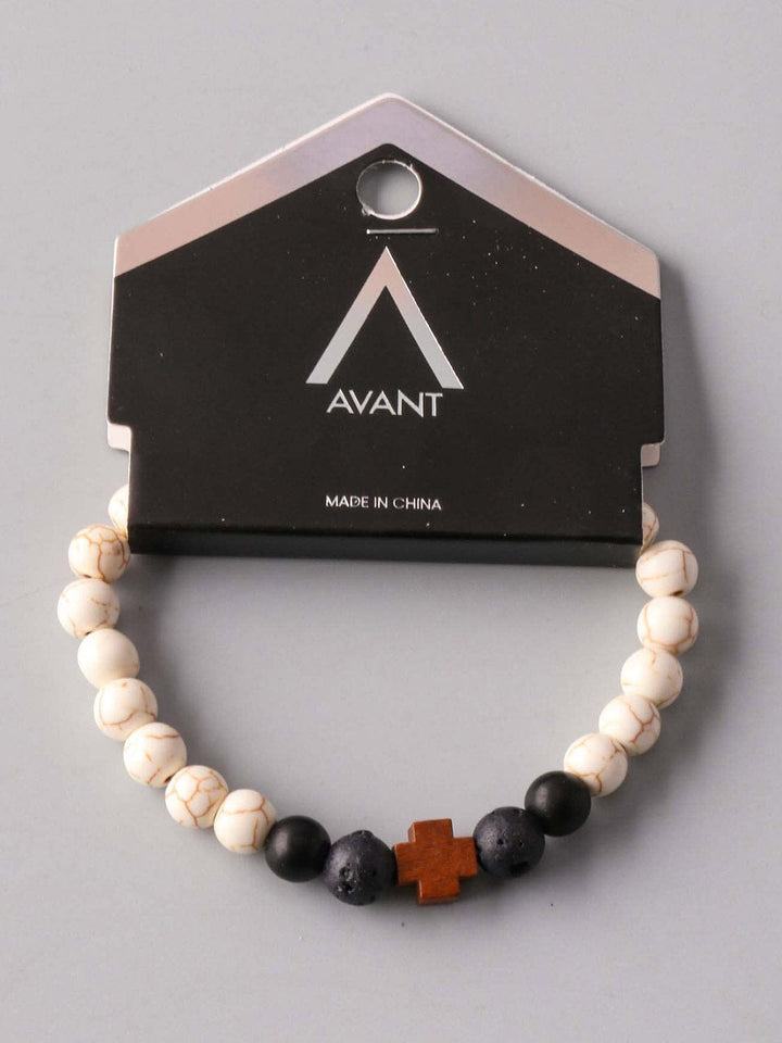 FASHION WHITE & BLACK BEADS CROSS BRACELETS