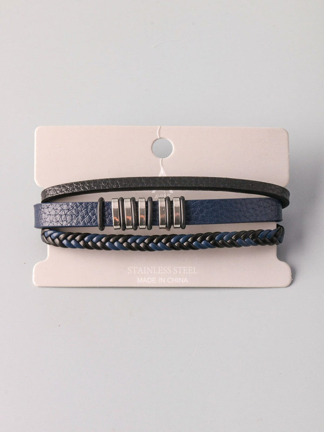 WOMEN'S FASHION PLEATHER BLACK & NAVY BRACELET