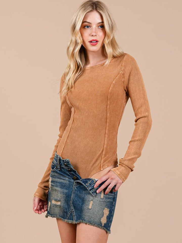 WOMEN'S LONG SLEEVE WASHED BODYSUIT