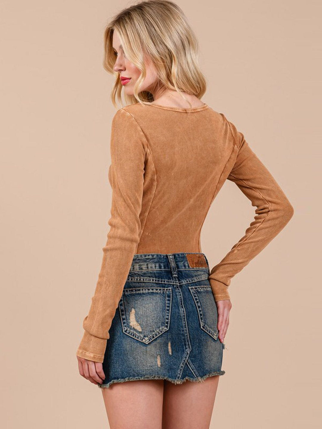 WOMEN'S LONG SLEEVE WASHED BODYSUIT