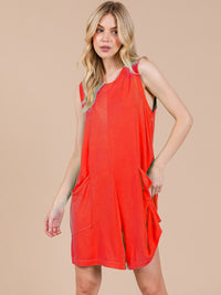 WOMEN'S SLEEVELESS FRONT POCKETS V-NECK ROMPER
