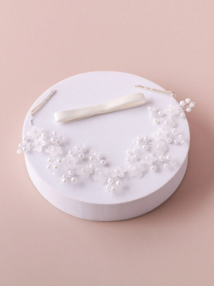 WOMEN'S WHITE PEARL FLOWER DESIGN HAIR PINS