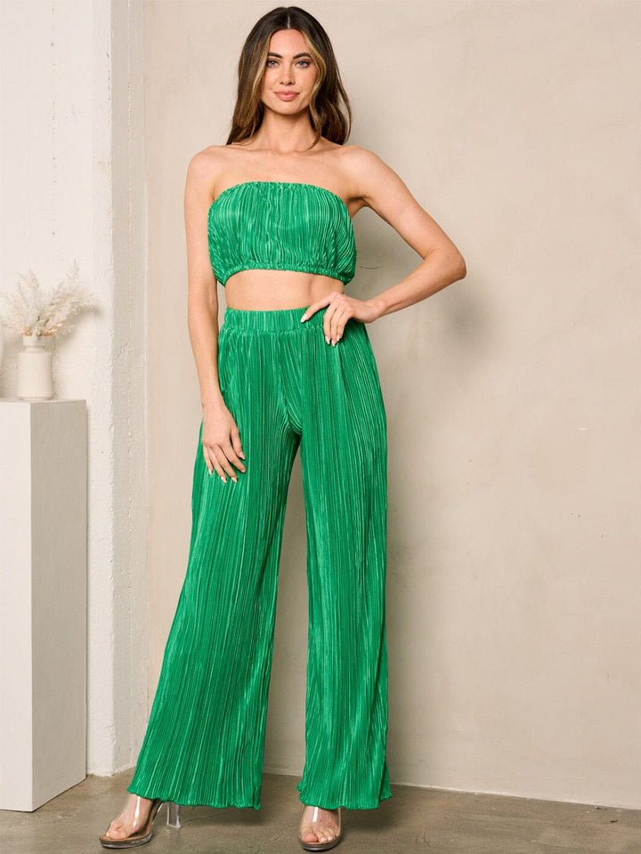 WOMEN'S SLEEVELESS CROP TOP & PANTS RIBBED 2PC. SET