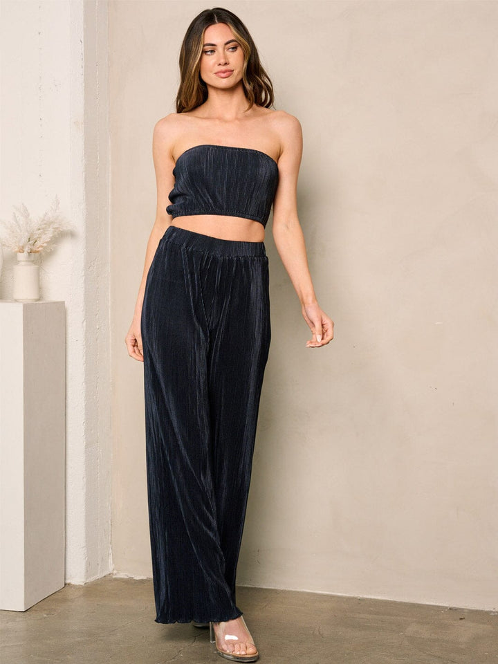 WOMEN'S SLEEVELESS CROP TOP & PANTS RIBBED 2PC. SET