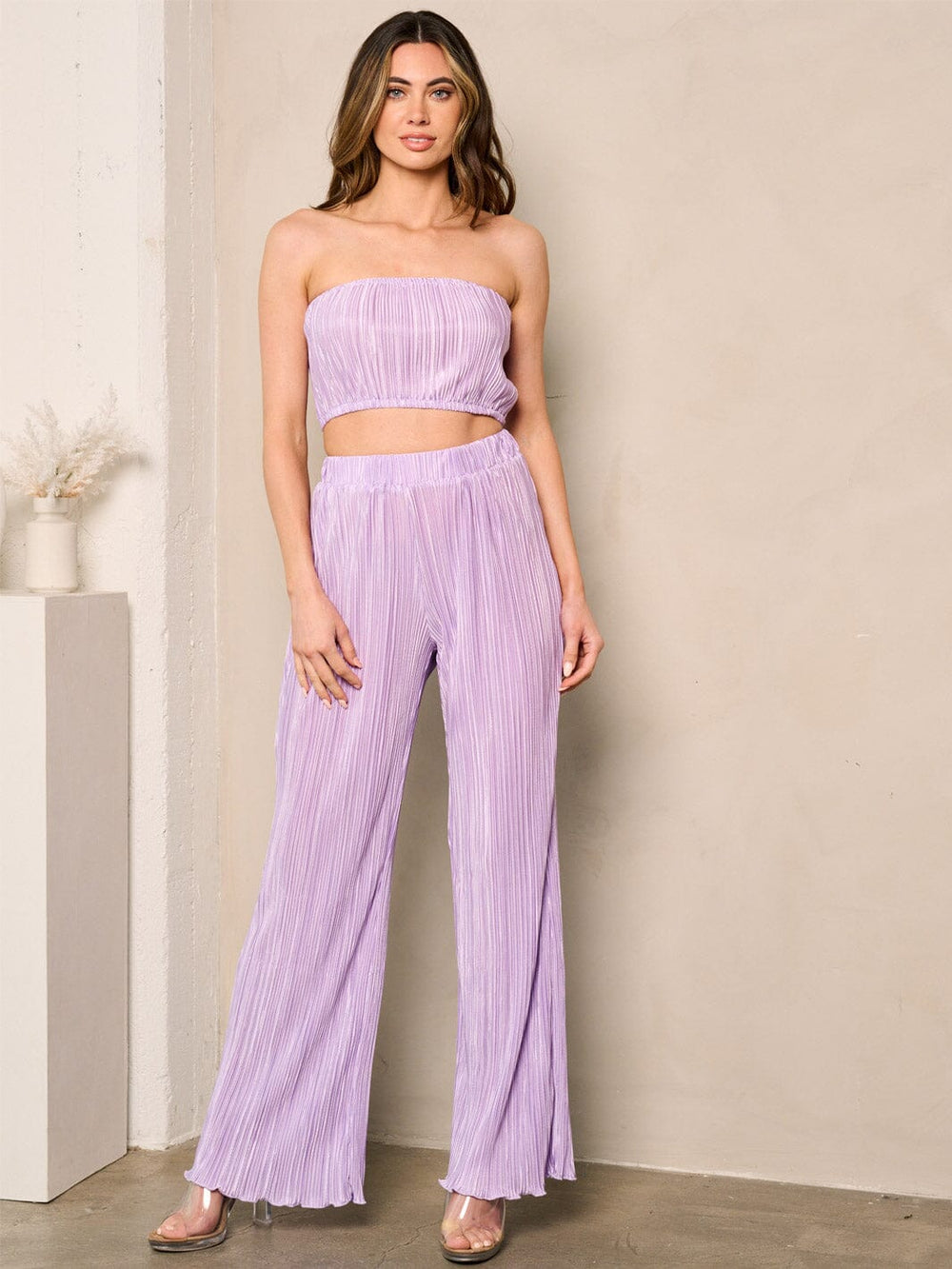 WOMEN'S SLEEVELESS CROP TOP & PANTS RIBBED 2PC. SET