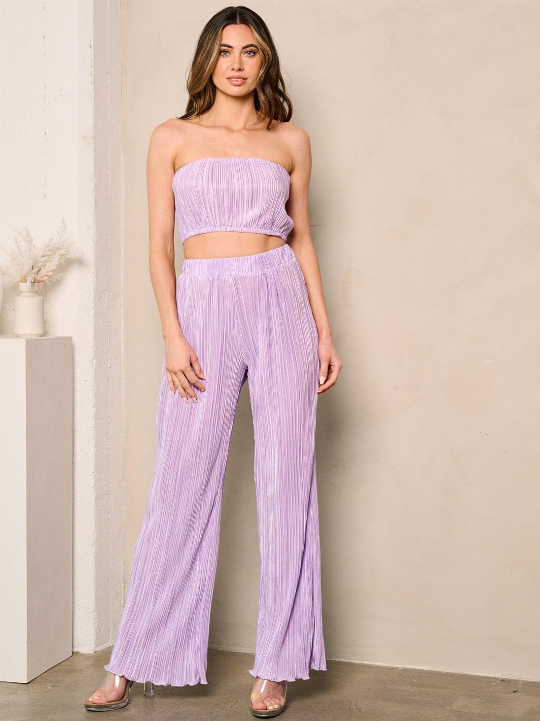 WOMEN'S SLEEVELESS CROP TOP & PANTS RIBBED 2PC. SET