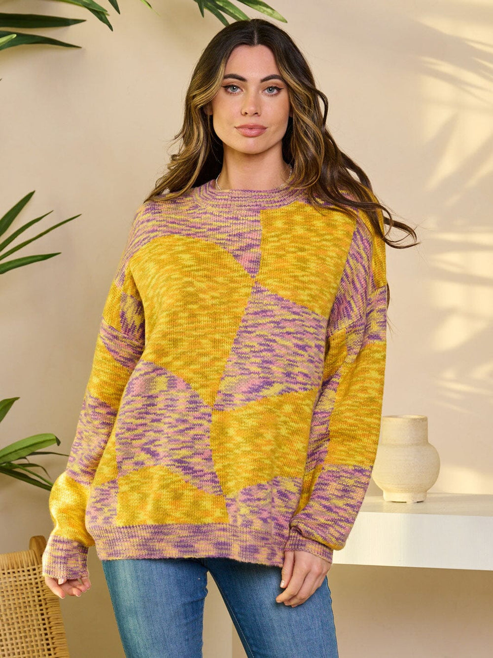 WOMEN'S LONG SLEEVE PULLOVER MULTI SWEATER