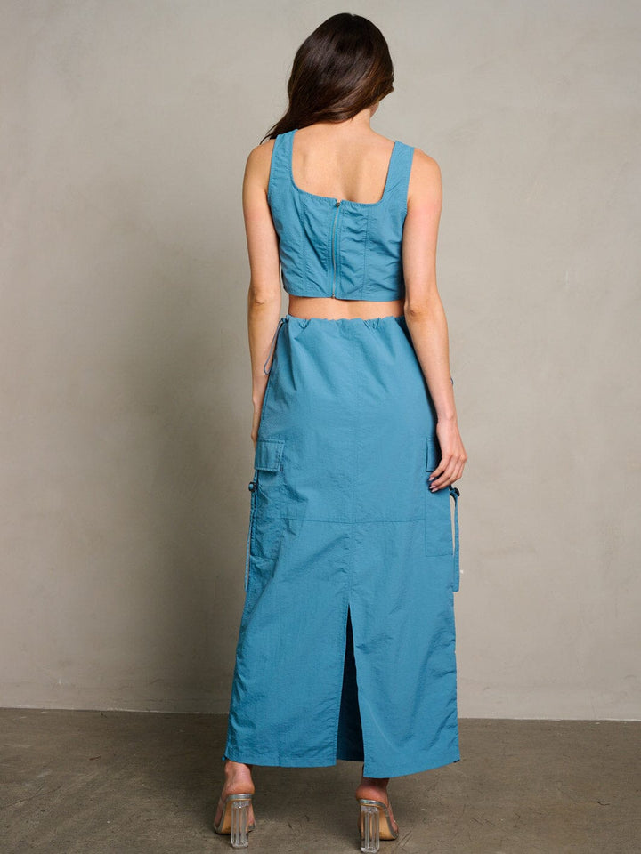 WOMEN'S SLEEVELESS CROP TOP & MAXI SKIRT CARGO 2PC. SET