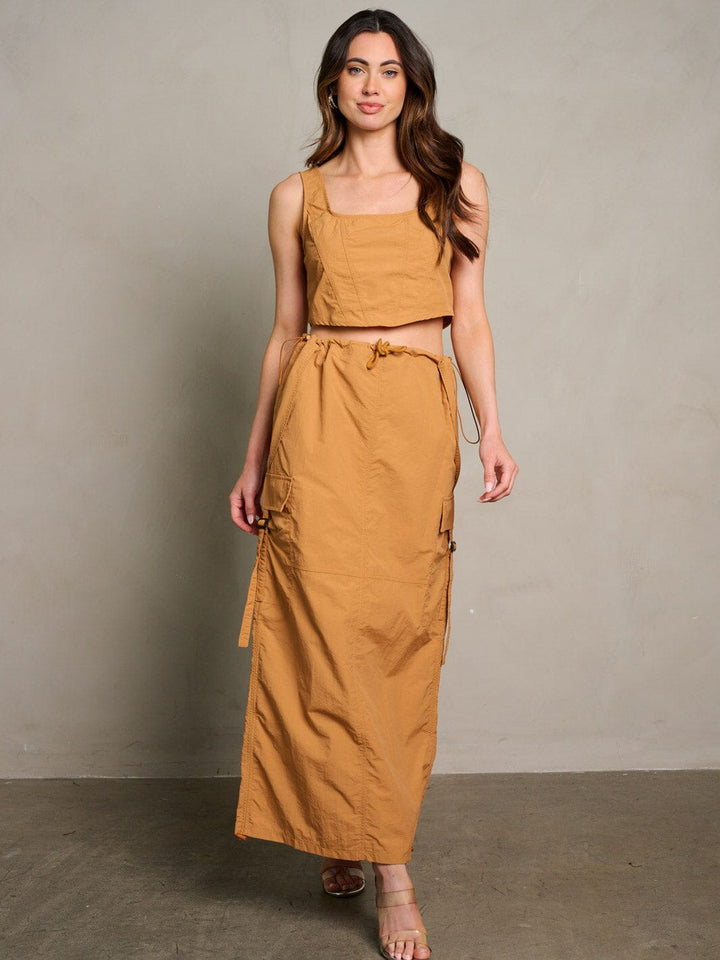 WOMEN'S SLEEVELESS CROP TOP & MAXI SKIRT CARGO 2PC. SET