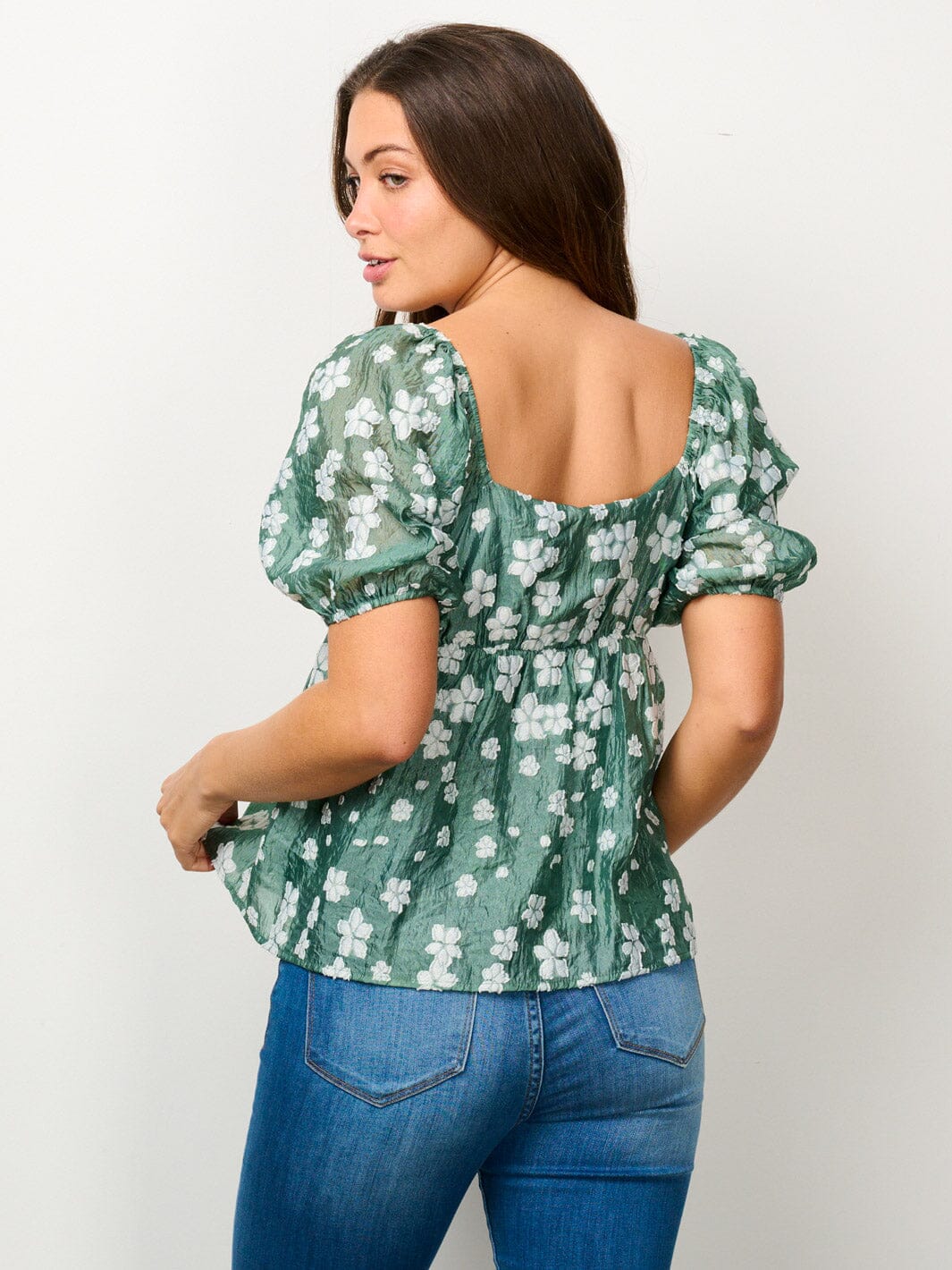 WOMEN'S SHORT SLEEVE EMBROIDERY FLORAL BLOUSE TOP