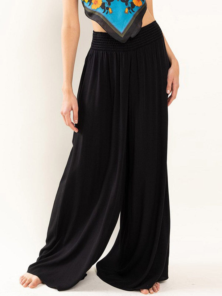 WOMEN'S ELASTIC WAIST WIDE LEG PALAZZO PANTS