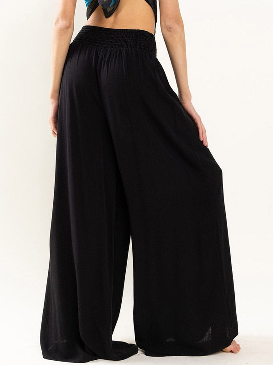WOMEN'S ELASTIC WAIST WIDE LEG PALAZZO PANTS