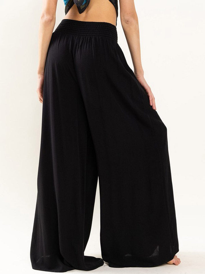 WOMEN'S ELASTIC WAIST WIDE LEG PALAZZO PANTS