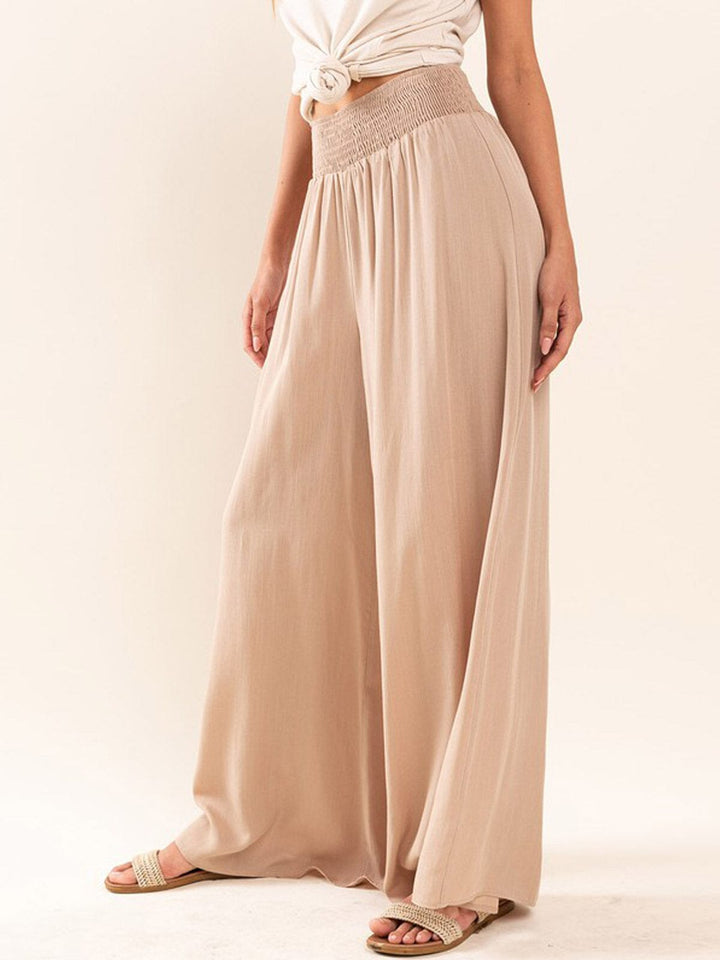 WOMEN'S ELASTIC WAIST WIDE LEG PALAZZO PANTS