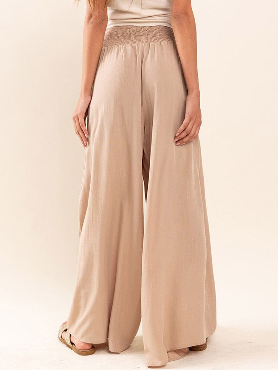 WOMEN'S ELASTIC WAIST WIDE LEG PALAZZO PANTS