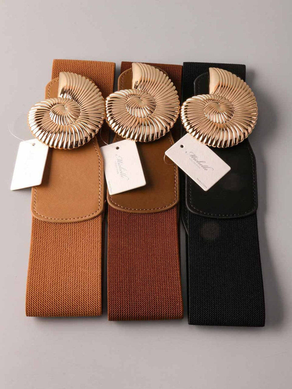 WOMEN'S ASSORTED COLORS SEA SHELL BUCKLE DETAILED WAIST BELT