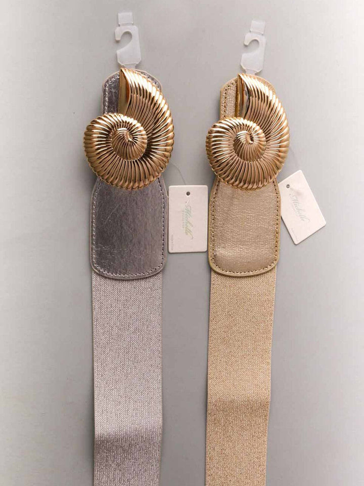 FASHION ASSORTED COLORS SEA SHELL BUCKLE DETAILED WAIST BELT