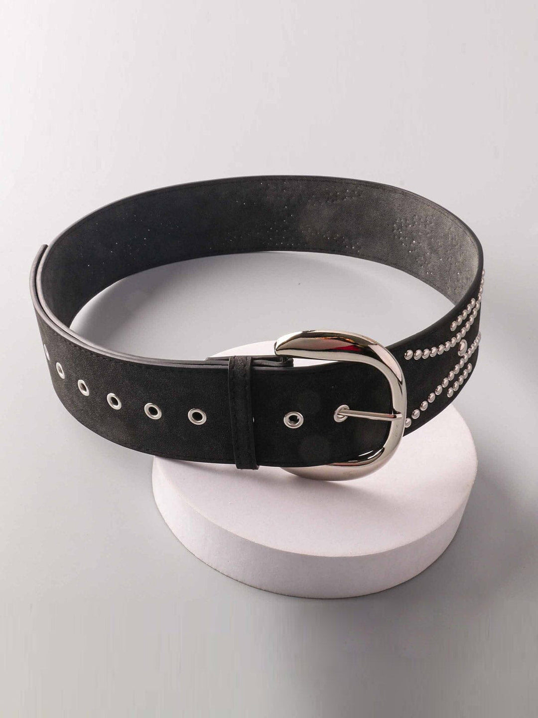FASHION STUDS DETAILED LARGE BUCKLE WAIST BELT