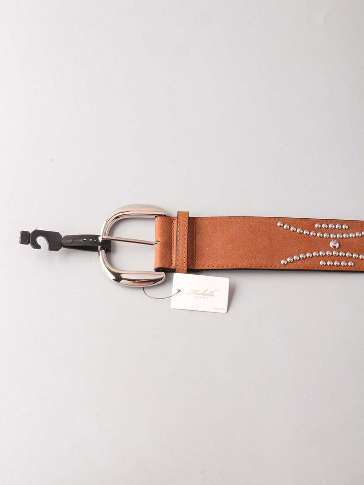 FASHION STUDS DETAILED LARGE BUCKLE WAIST BELT