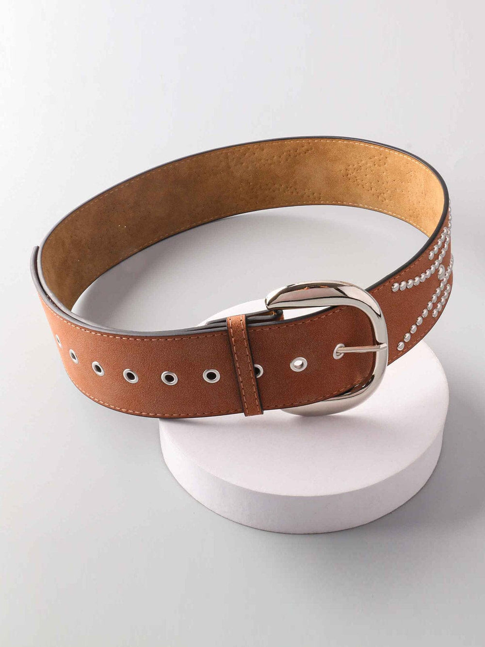 FASHION STUDS DETAILED LARGE BUCKLE WAIST BELT