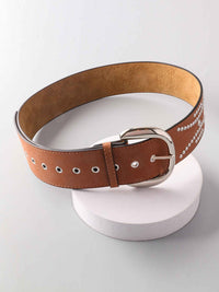 FASHION STUDS DETAILED LARGE BUCKLE WAIST BELT