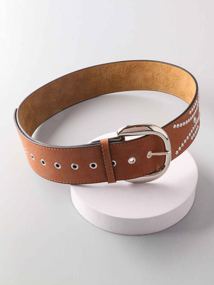 FASHION STUDS DETAILED LARGE BUCKLE WAIST BELT