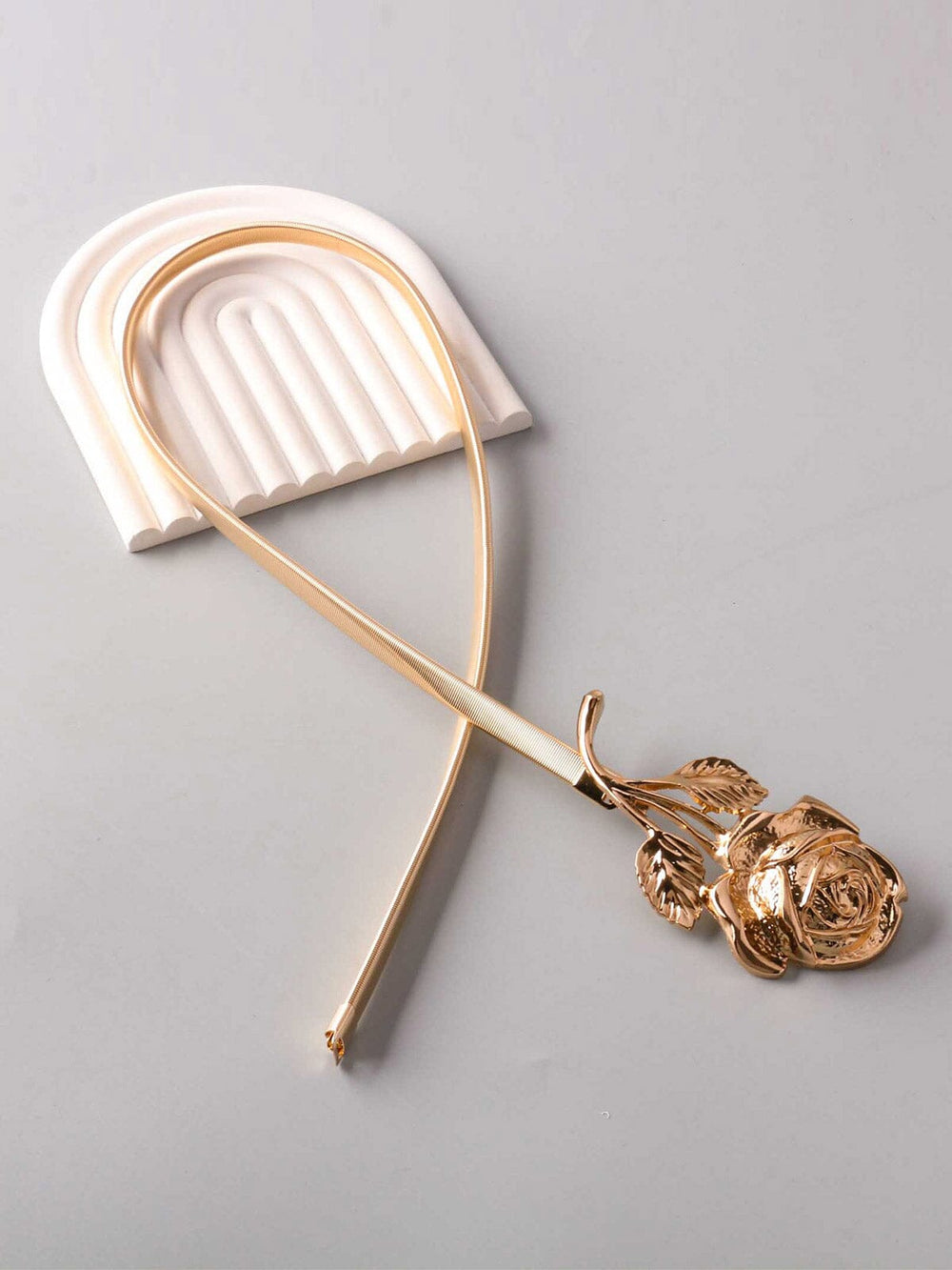FASHION GOLD ROSE BUCKLE WAIST BELT