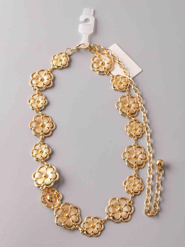FASHION GOLD FLOWERS WAIST BELT
