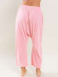 WOMEN'S ELASTIC WAIST FRONT POCKETS WIDE LEG CAPRI PANTS