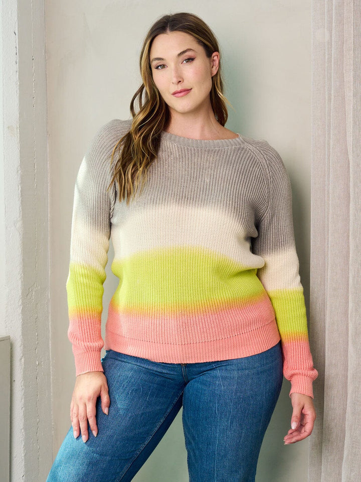 PLUS SIZE LONG SLEEVE COLORBLOCK KNIT SWEATER