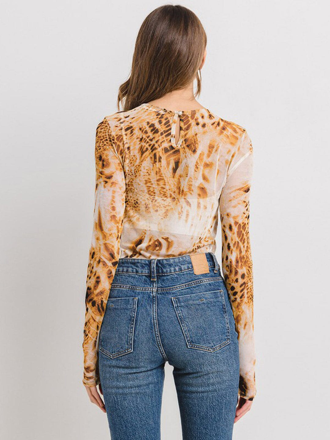 WOMEN'S LONG SLEEVE ANIMAL PRINT BODYSUIT