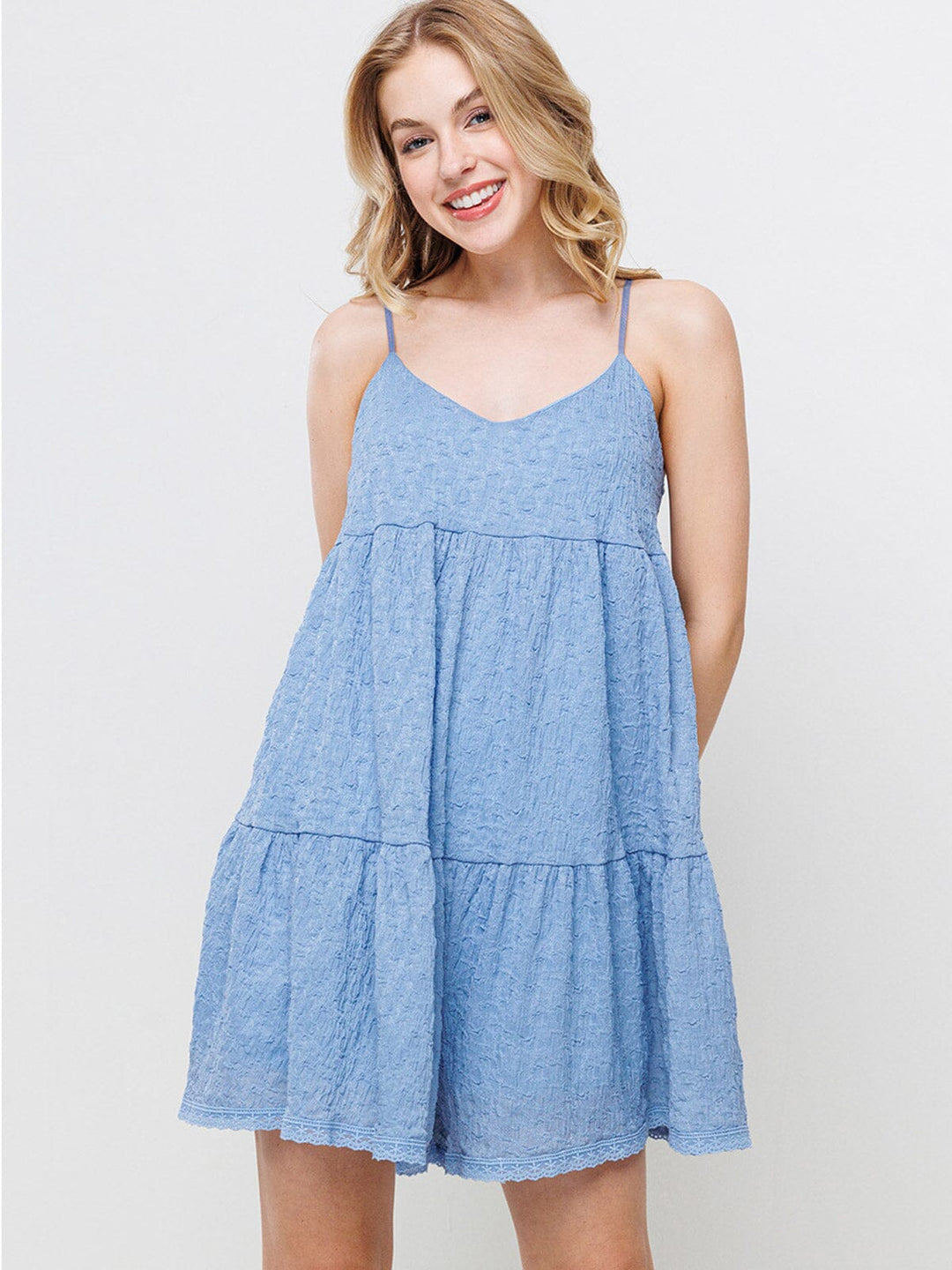 WOMEN'S SLEEVELESS RUFFLE TIERED TUNIC ROMPER – Wholesalefashiontrends.com