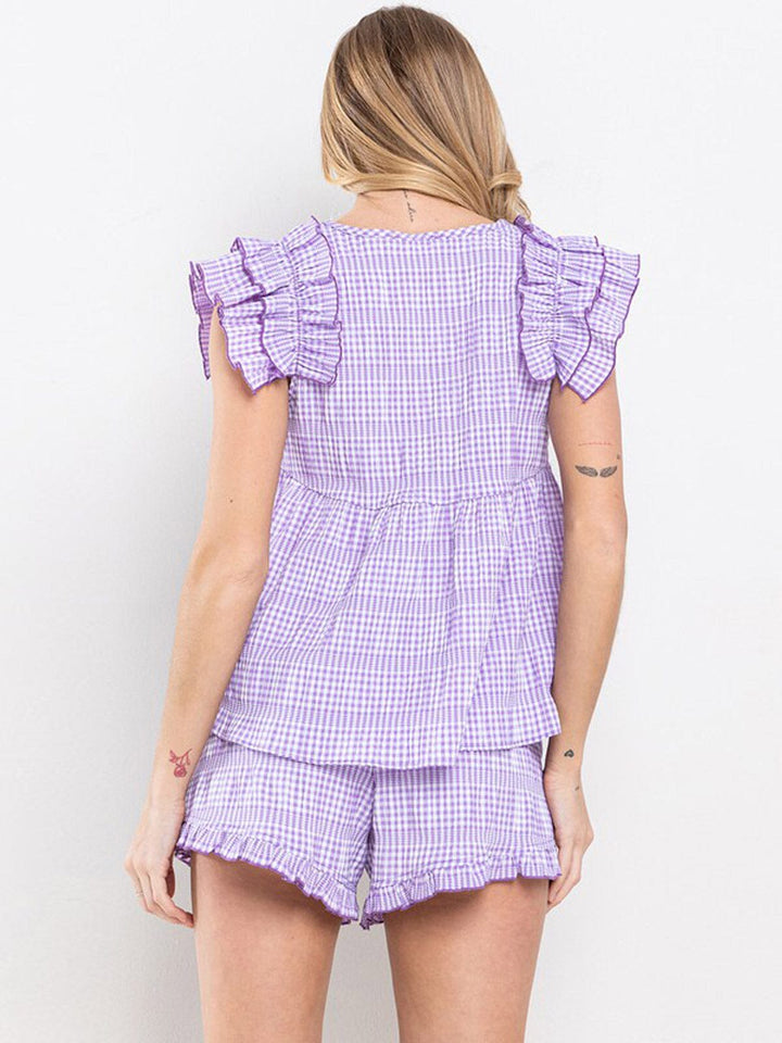 WOMEN'S ELASTIC WAIST POCKETS PLAID MINI SHORTS