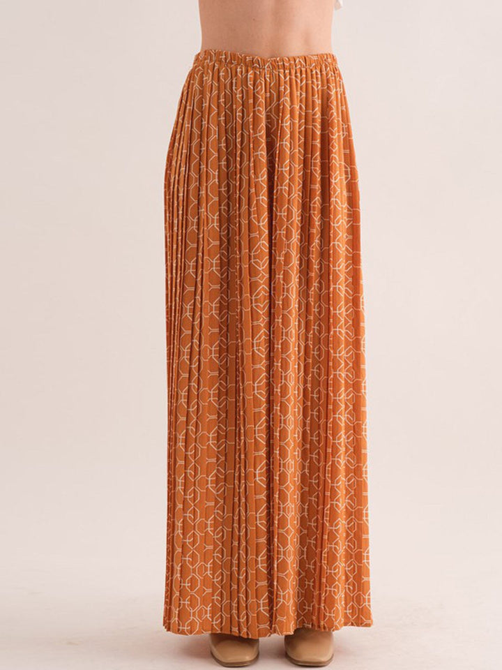 WOMEN'S ELASTIC WAIST PRINTED PALAZZO PANTS